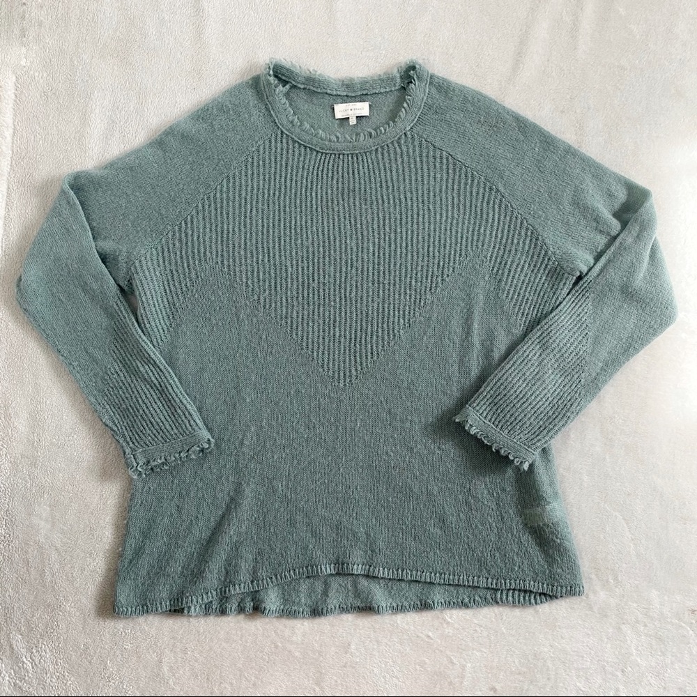 Lucky Brand dusty sage teal wool sweater size XL
